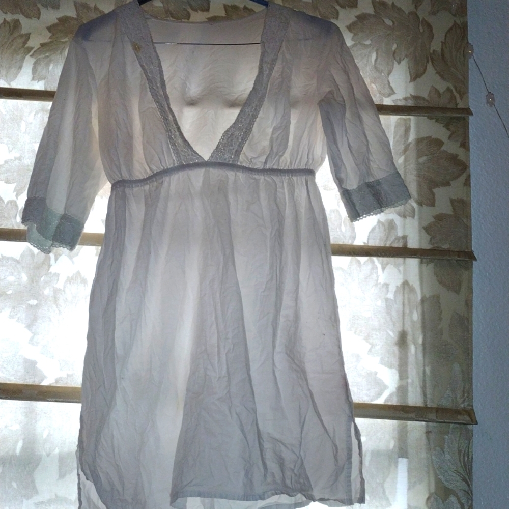 Light white lace trim midi summer dress